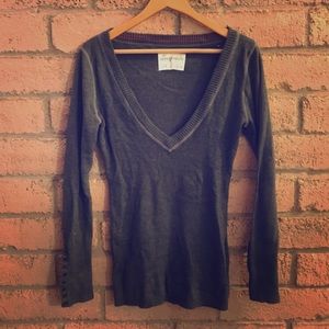 Gray V-neck Sweater